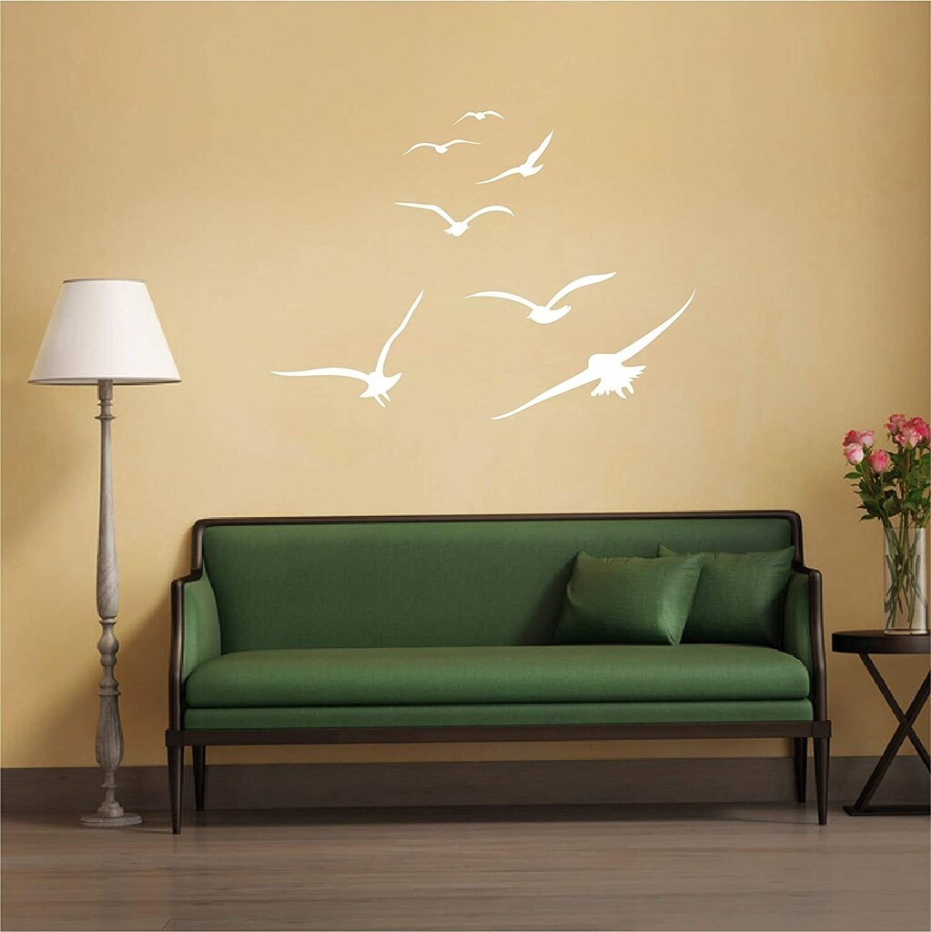 Vinila sienas uzlīmes White Flying Birds - 123 x 89 cm cena un informācija | Dekoratīvās uzlīmes | 220.lv