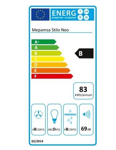 Tvaika nosūcējs Mepamsa Stilo Neo 90 cm 700 m³/h 53 dB B cena un informācija | Tvaika nosūcēji | 220.lv