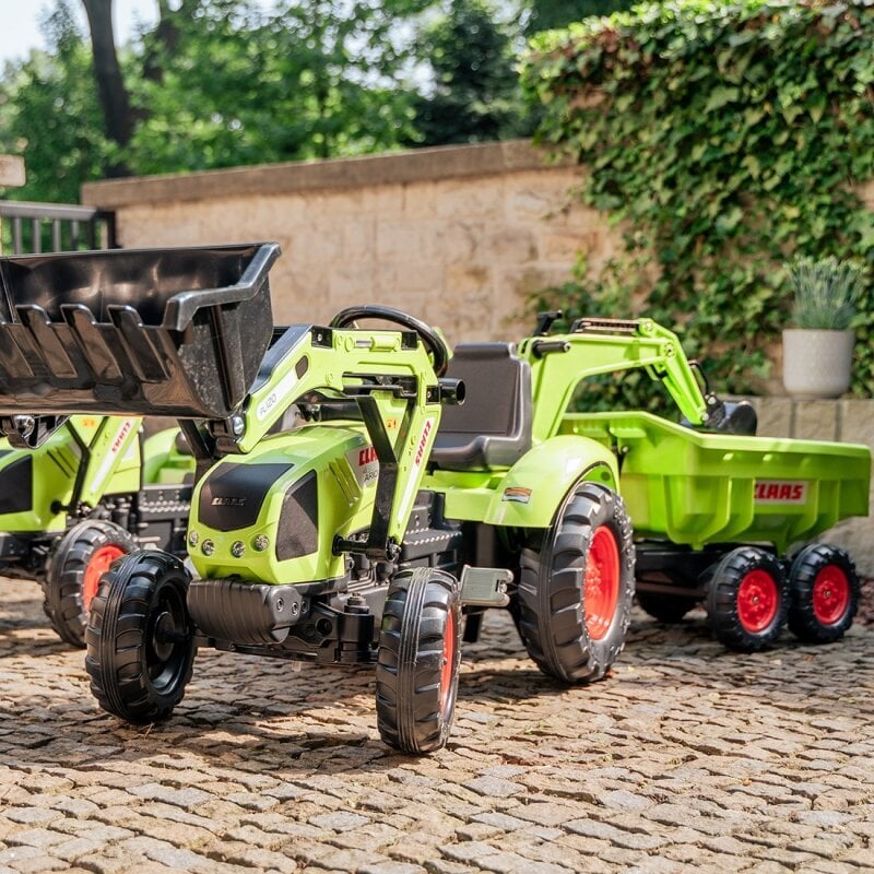 Pedāļu traktors ar piekabi FALK CLAAS AVEC, zaļš cena un informācija | Rotaļlietas zēniem | 220.lv