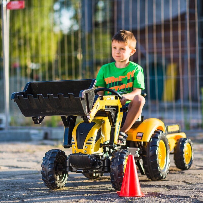 Liels kalnrūpniecības traktors ar piekabi un lāpstu - Falk Kubota, dzeltens цена и информация | Rotaļlietas zēniem | 220.lv