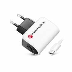 Forcell Travel Charger Micro USB Universal 1A + kabelis Balts cena un informācija | Lādētāji un adapteri | 220.lv