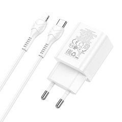 Сетевая зарядка Hoco N28 Founder PD20W+QC3.0 + Lightning белая цена и информация | Зарядные устройства для телефонов | 220.lv