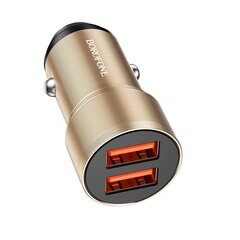 Borofone Car charger BZ19 Wisdom - 2xUSB - 12W with USB to Type C cable gold цена и информация | Зарядные устройства для телефонов | 220.lv