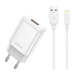 Сетевая зарядка Jellico EU01 2.4A USB + Lightning белая цена и информация | Зарядные устройства для телефонов | 220.lv