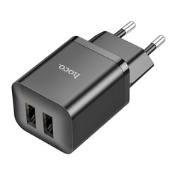 Сетевая зарядка Hoco N25 2xUSB-A (2.1A) черная цена и информация | Зарядные устройства для телефонов | 220.lv