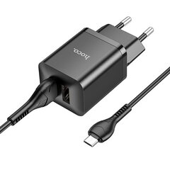 Сетевая зарядка Hoco N25 2xUSB-A (2.1A) + Type-C черная цена и информация | Зарядные устройства для телефонов | 220.lv