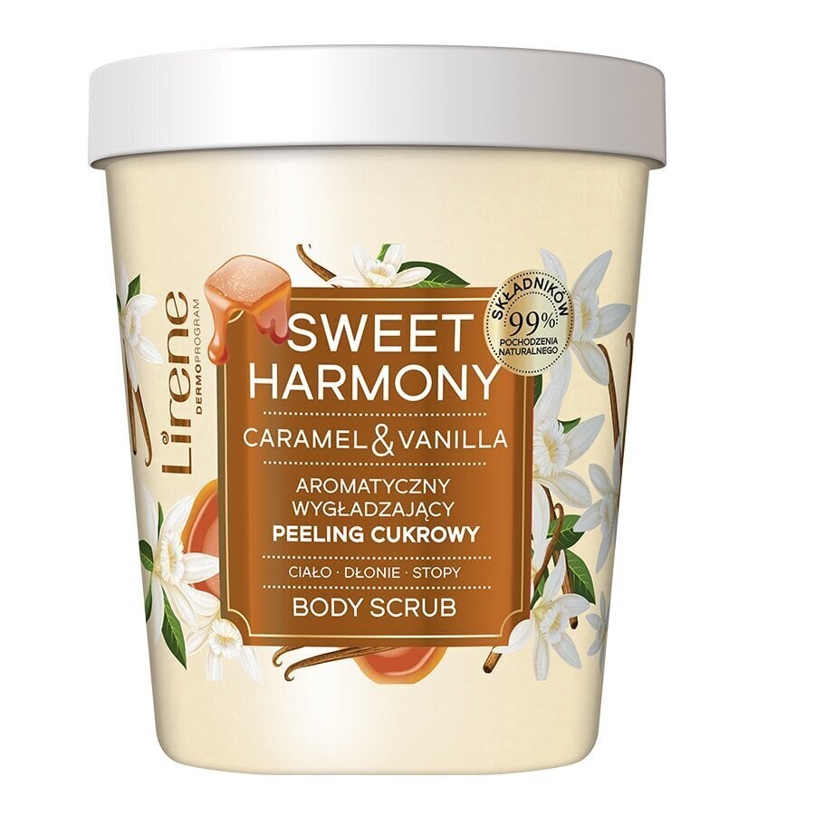 Aromātisks, izlīdzinošs cukura skrubis Caramel and Vanilla Lirene Dermo Sweet Harmony Body Scrub, 200 g cena un informācija | Dušas želejas, eļļas | 220.lv