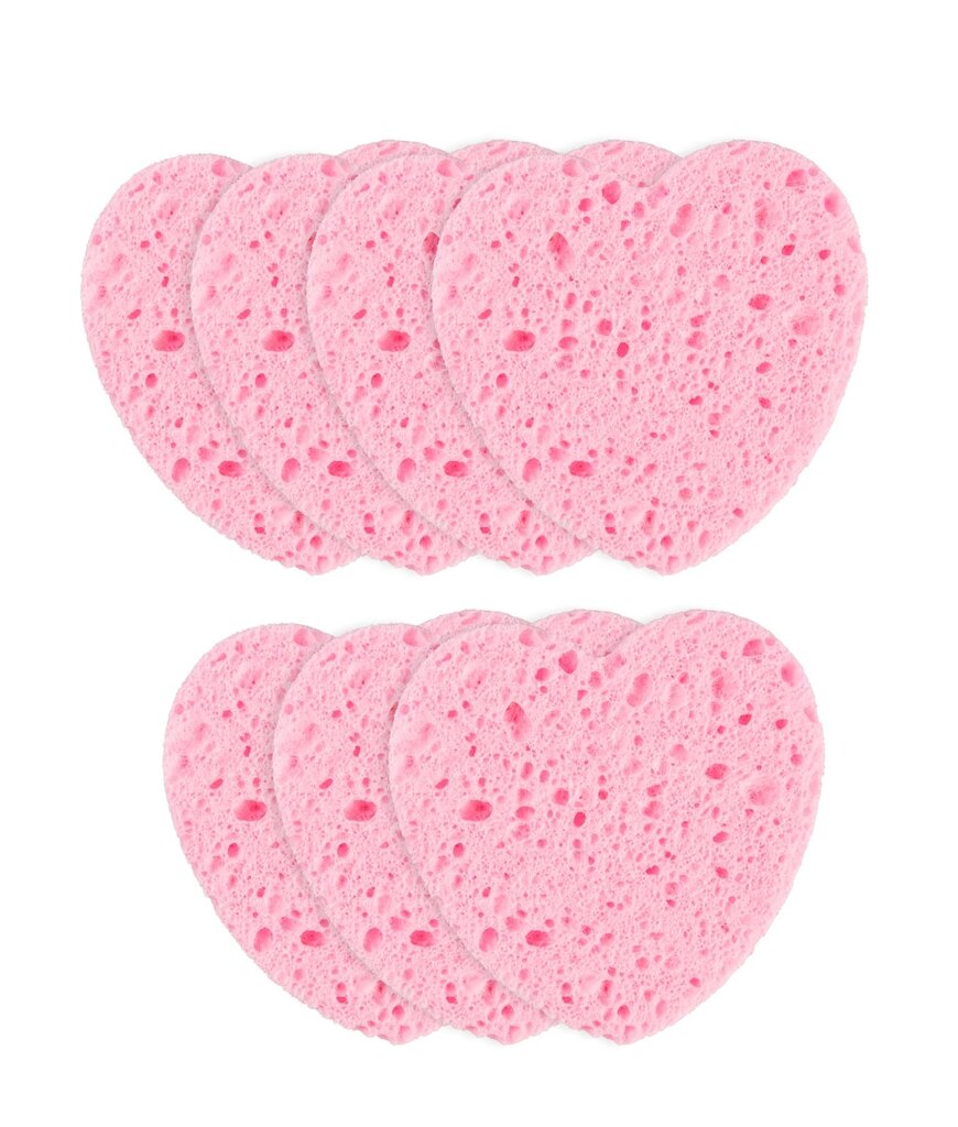 Sejas mazgāšanas sūklis 7 gab Pink Heart cena un informācija | Sejas ādas kopšana | 220.lv