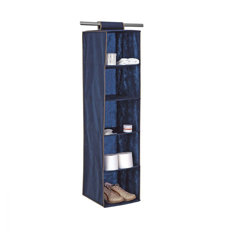 Organizators iekarināms ar 5 plauktiem 30x30x120cm Blue cena un informācija | Veļas grozi un mantu uzglabāšanas kastes | 220.lv