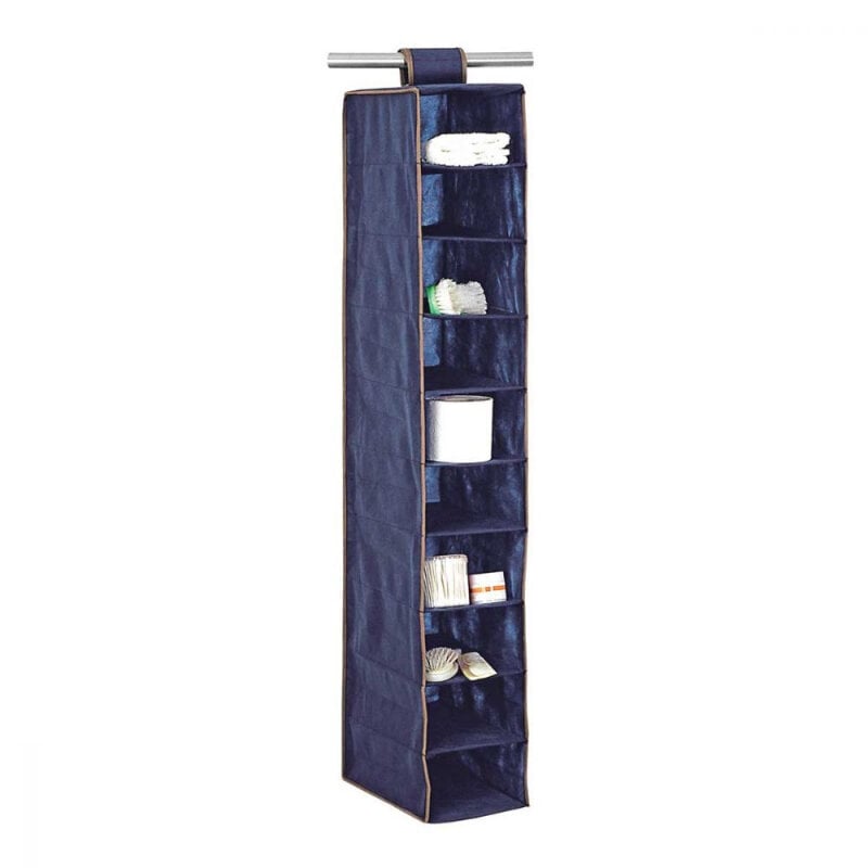 Organizators iekarināms ar 10 plauktiem 20x29x120cm Blue cena un informācija | Veļas grozi un mantu uzglabāšanas kastes | 220.lv