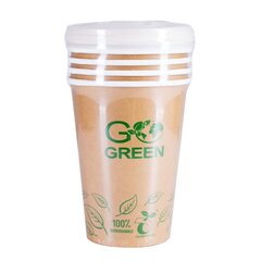 Kompostējamie ēdienu trauki ar vāciņiem Go Green 940ml 5gab./ 0,131kg цена и информация | Праздничная одноразовая посуда | 220.lv