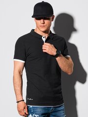 однотонная рубашка поло s1382 - черная цена и информация | Мужские футболки | 220.lv