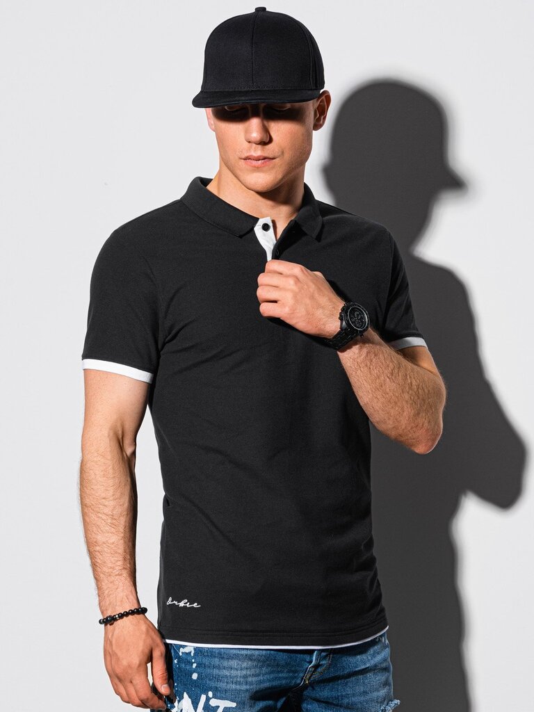 Vienkāršs Polo Krekls S1382 - melns цена и информация | Vīriešu T-krekli | 220.lv