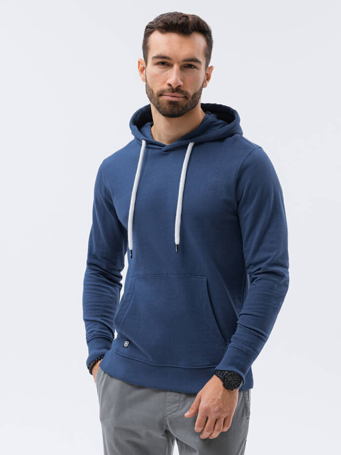 Džemperis ar kapuci B1147 - tumši zils цена и информация | Vīriešu džemperi | 220.lv