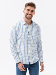 Krekls ar garām piedurknēm - V2 balti zils K637 cena un informācija | Vīriešu krekli | 220.lv