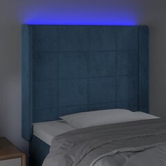 Galvgalis ar LED, tumši zils, 83x16x118/128cm, samta cena un informācija | Gultas | 220.lv
