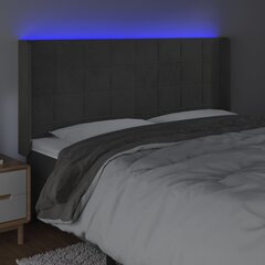 Galvgalis ar LED, tumši pelēks, 183x16x118/128cm, samta цена и информация | Кровати | 220.lv