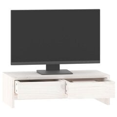 Monitora statīvs, balts, 50x27x15cm, priedes masīvkoks цена и информация | Кронштейны для монитора | 220.lv