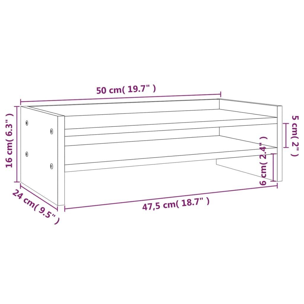 Monitora statīvs, medus brūns, 50x24x16cm, priedes masīvkoks цена и информация | Monitora turētāji | 220.lv