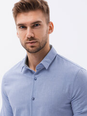 Vīriešu Krekls ar garām piedurknēm SLIM FIT - V9 zils K642 cena un informācija | Vīriešu krekli | 220.lv