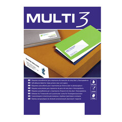 Клейкие этикетки Multi-3, 48,5 x 25,4 мм, A4, 100 листов, 44 наклейки на листе, белые цена и информация | Канцелярия | 220.lv