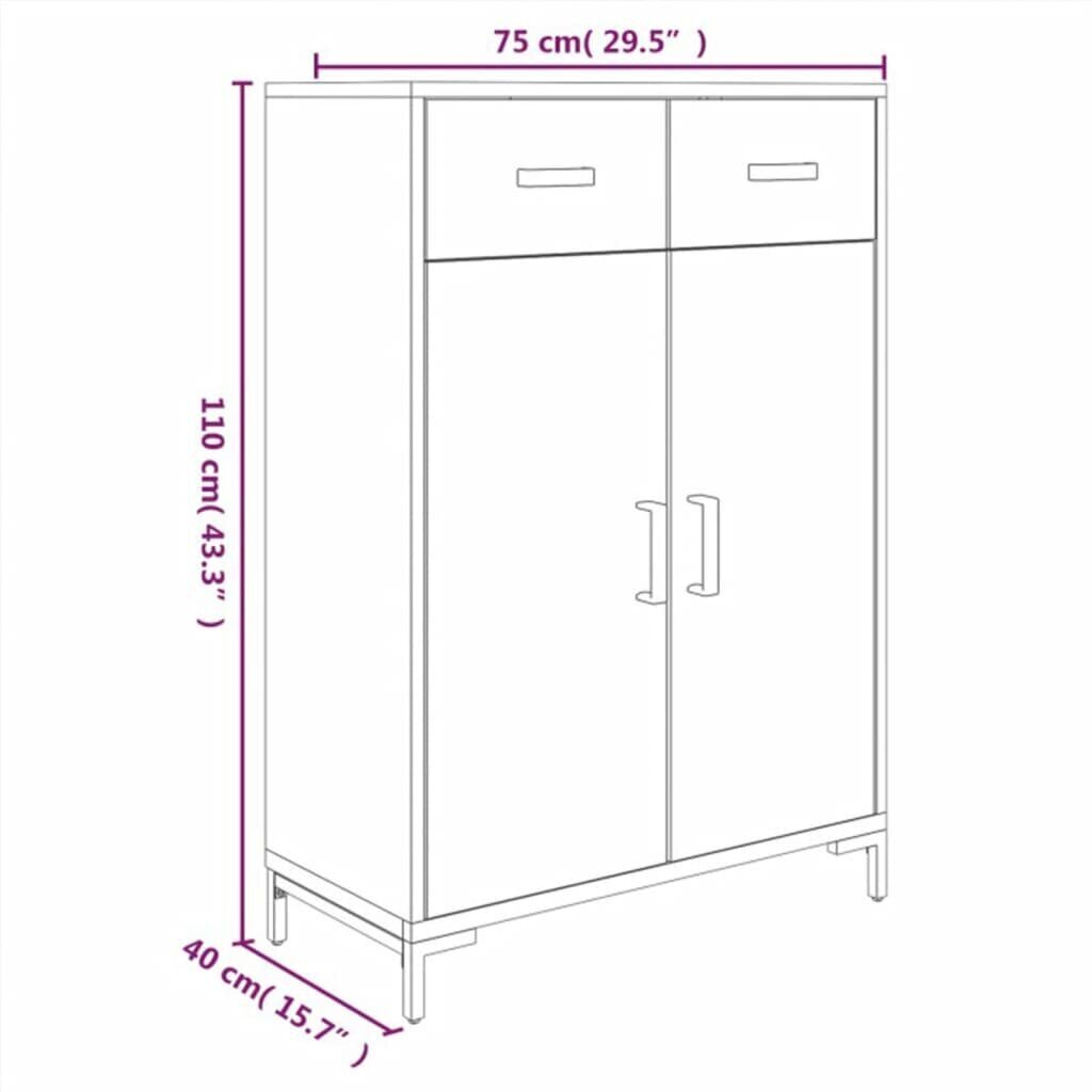 vidaXL apavu plaukts, melns, 75x40x110 cm, priedes masīvkoks cena un informācija | Apavu skapji, apavu plaukti, priekšnama soliņi | 220.lv