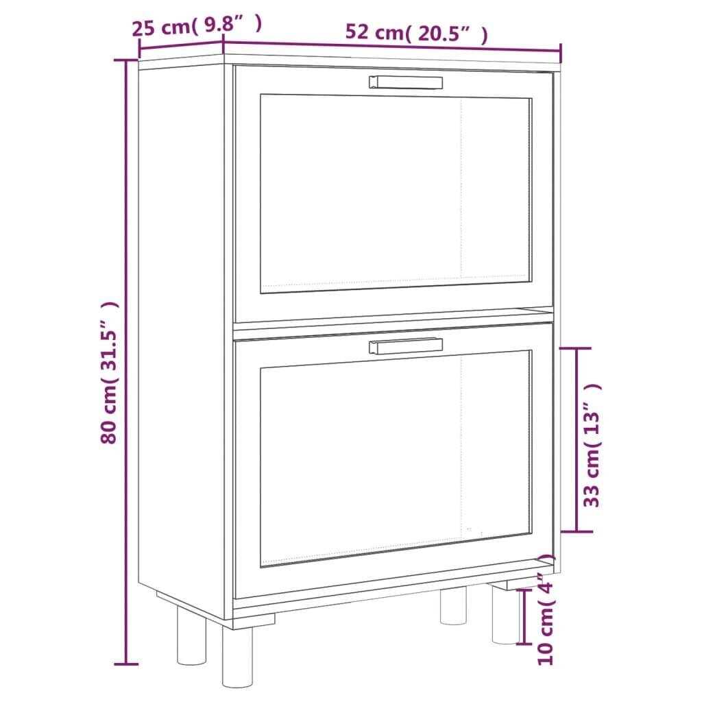 vidaXL apavu skapītis, melns, 52x25x80 cm, inženierijas koks цена и информация | Apavu skapji, apavu plaukti, priekšnama soliņi | 220.lv