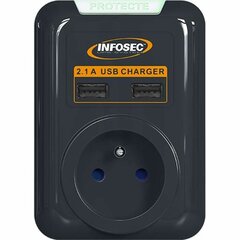 Защита от перенапряжения INFOSEC S1 USB NEO, чёрная цена и информация | Удлинители | 220.lv