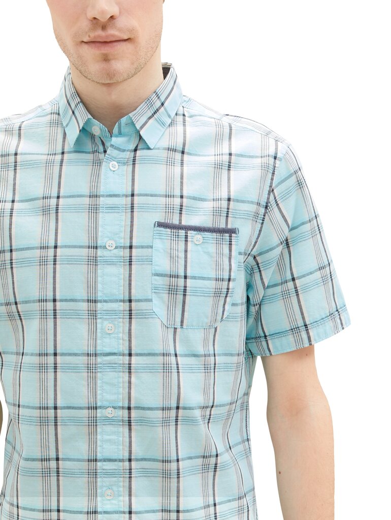 Tom Tailor vīriešu t-krekls, gaiši zils, rūtains cena un informācija | Vīriešu krekli | 220.lv