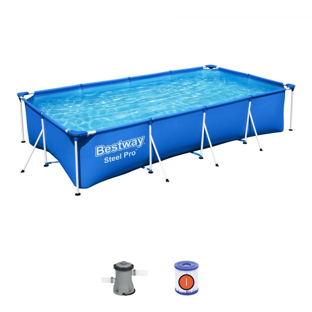 Baseins ar filtru Bestway Steel Pro, 400x211x81 cm cena un informācija | Baseini | 220.lv