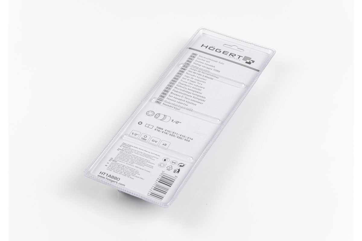 Hogert torx ligzdu komplekts 1/2", 9 gab., CrV50BV30 - HT1A880 cena un informācija | Rokas instrumenti | 220.lv