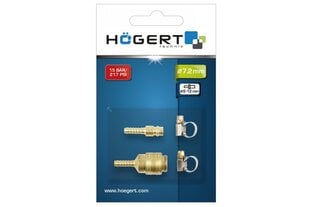 Пневморазъемы Hogert 1/4 7.2мм / 8-12мм - HT4R821 цена и информация | Шуруповерты, дрели | 220.lv