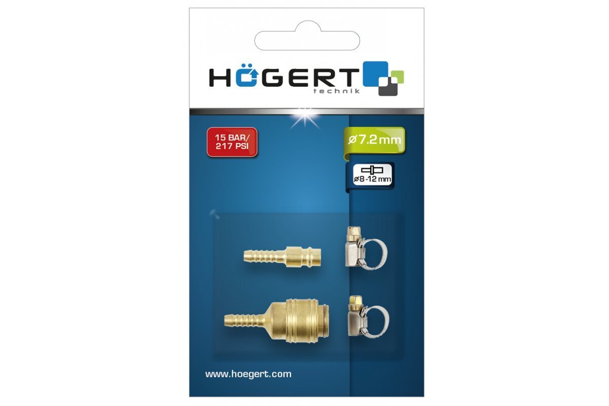 Hogert pneimo savienotāji 1/4 7,2 mm / 8-12 mm — HT4R821 cena un informācija | Skrūvgrieži, urbjmašīnas | 220.lv
