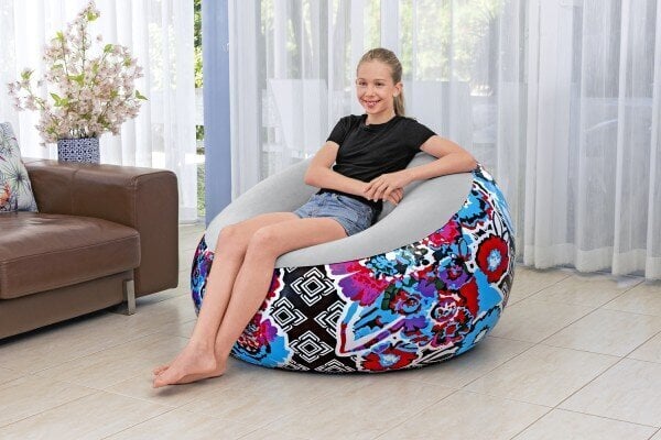 Piepūšamais krēsls Bestway Inflate-A-Chair Floral Street Art, 112 x 112 x 66cm цена и информация | Piepūšamie matrači un mēbeles | 220.lv