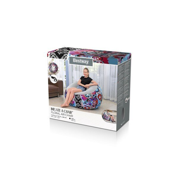 Piepūšamais krēsls Bestway Inflate-A-Chair Floral Street Art, 112 x 112 x 66cm cena un informācija | Piepūšamie matrači un mēbeles | 220.lv