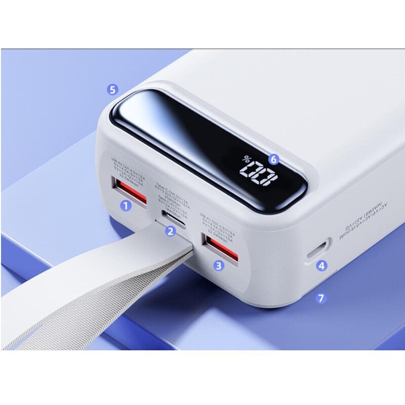 Remax RPP-522 30000mAh Uzlādes akumulātors 2x USB 20W + 22.5W PD USB-C QC Ātra uzlāde LCD Zila cena un informācija | Lādētāji-akumulatori (Power bank) | 220.lv