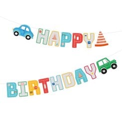 Garland "Daudz laimes dzimšanas dienā" automašīnas, 250 x 17 cm 1473 cena un informācija | Svētku dekorācijas | 220.lv