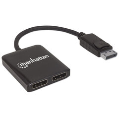 Разветвитель Manhattan DisplayPort (DP) 2-портовый разветвитель (DP), 1x2 UHD 4K*30 Гц с MST цена и информация | Адаптеры и USB разветвители | 220.lv