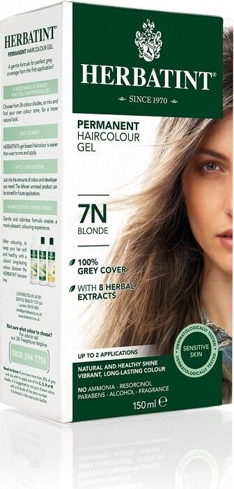 Ilgnoturīga matu krāsa Herbatint sērija N Natural Nr. 7N, Blond cena un informācija | Matu krāsas | 220.lv