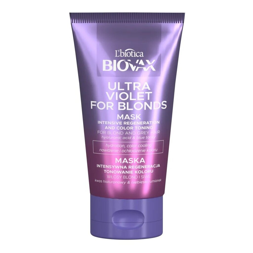 Intensīvi atjaunojoša, tonizējoša maska ​​gaišiem un sirmiem matiem L'biotica Biovax Ultra Violet For Blonds, 150 ml cena un informācija | Matu uzlabošanai | 220.lv