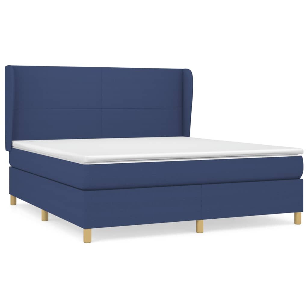vidaXL atsperu gulta ar matraci, zils, 160x200 cm, audums цена и информация | Gultas | 220.lv