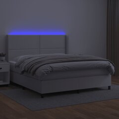 vidaXL atsperu gulta ar matraci, LED, balta, 180x200 cm, mākslīgā āda cena un informācija | Gultas | 220.lv