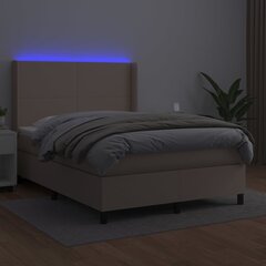 vidaXL atsperu gulta ar matraci, LED, kapučīno, 140x200 cm цена и информация | Кровати | 220.lv