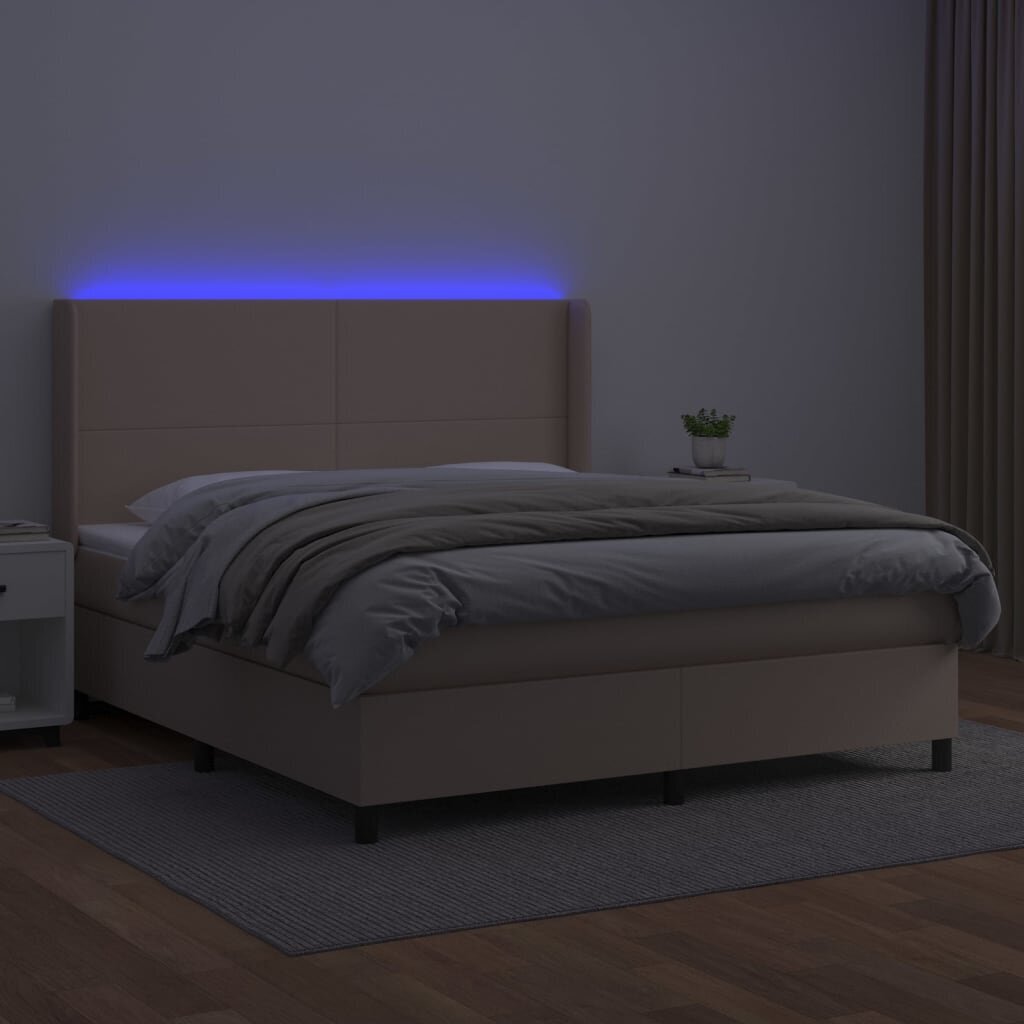 vidaXL atsperu gulta ar matraci, LED, kapučīno, 160x200 cm цена и информация | Gultas | 220.lv