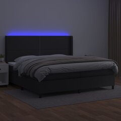 vidaXL atsperu gulta ar matraci, LED, melna, 200x200 cm, mākslīgā āda цена и информация | Кровати | 220.lv