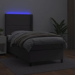 vidaXL atsperu gulta ar matraci, LED, pelēka, 100x200 cm, mākslīgā āda цена и информация | Кровати | 220.lv