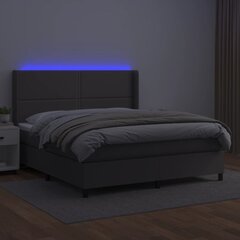 vidaXL atsperu gulta ar matraci, LED, pelēka, 160x200 cm, mākslīgā āda цена и информация | Кровати | 220.lv