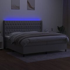 vidaXL atsperu gulta ar matraci, LED, gaiši pelēka audums, 200x200 cm cena un informācija | Gultas | 220.lv