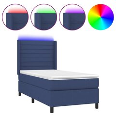 vidaXL atsperu gulta ar matraci, LED, zils audums, 90x190 cm цена и информация | Кровати | 220.lv