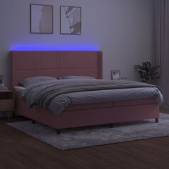 vidaXL atsperu gulta ar matraci, LED, rozā samts, 200x200 cm цена и информация | Кровати | 220.lv